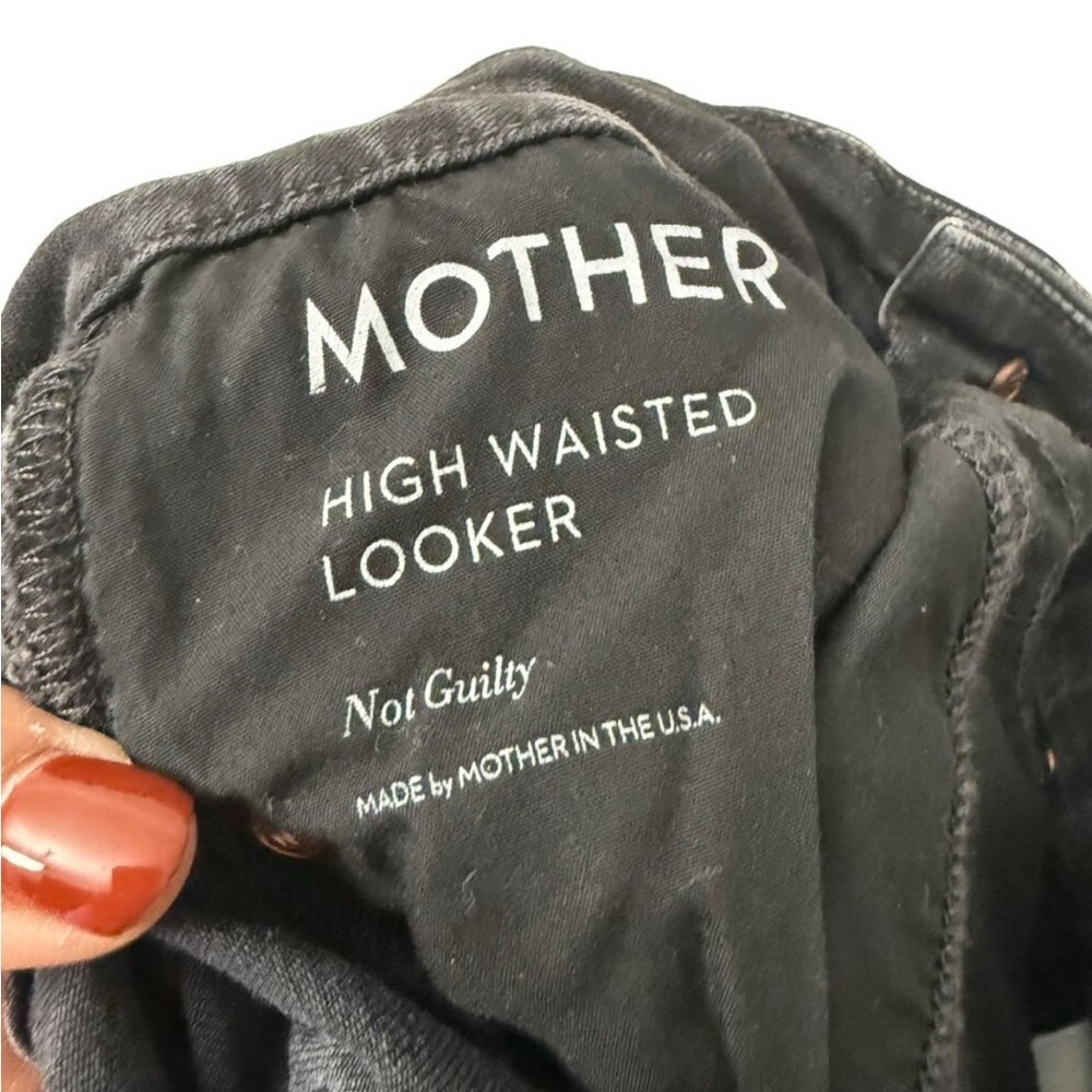 Mother The Looker High Waist Raw Hem Ankle Crop Not Guilty Black Jeans SZ 27 / 4 - Picture 3 of 10